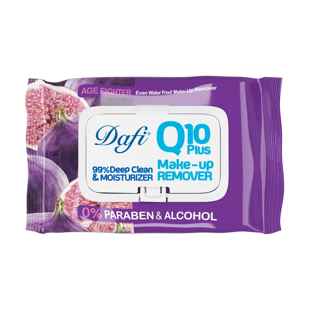 دستمال مرطوب پاک کننده آرایش دافی مدل Q10 (طرح میوه انجیر) بسته ۵۰ عددی - Image 1